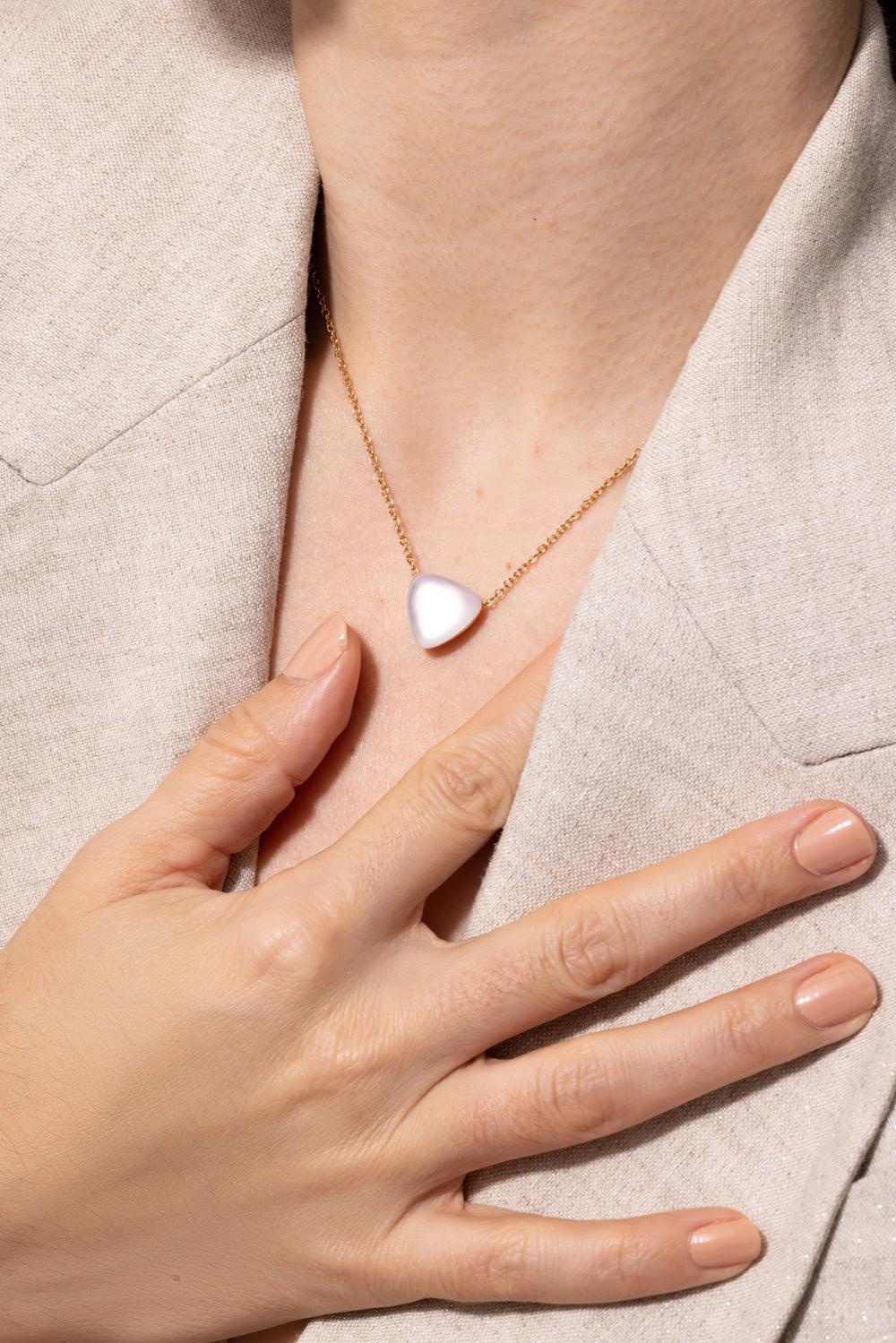  Rocky Crystal Mother of Pearl Pendant Necklace-ROSE GOLD-JEWELRYFINE JEWELNECKLACE O-VHERNIER 