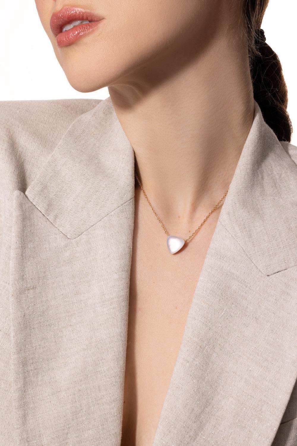 Rocky Crystal Mother of Pearl Pendant Necklace-ROSE GOLD-JEWELRYFINE JEWELNECKLACE O-VHERNIER