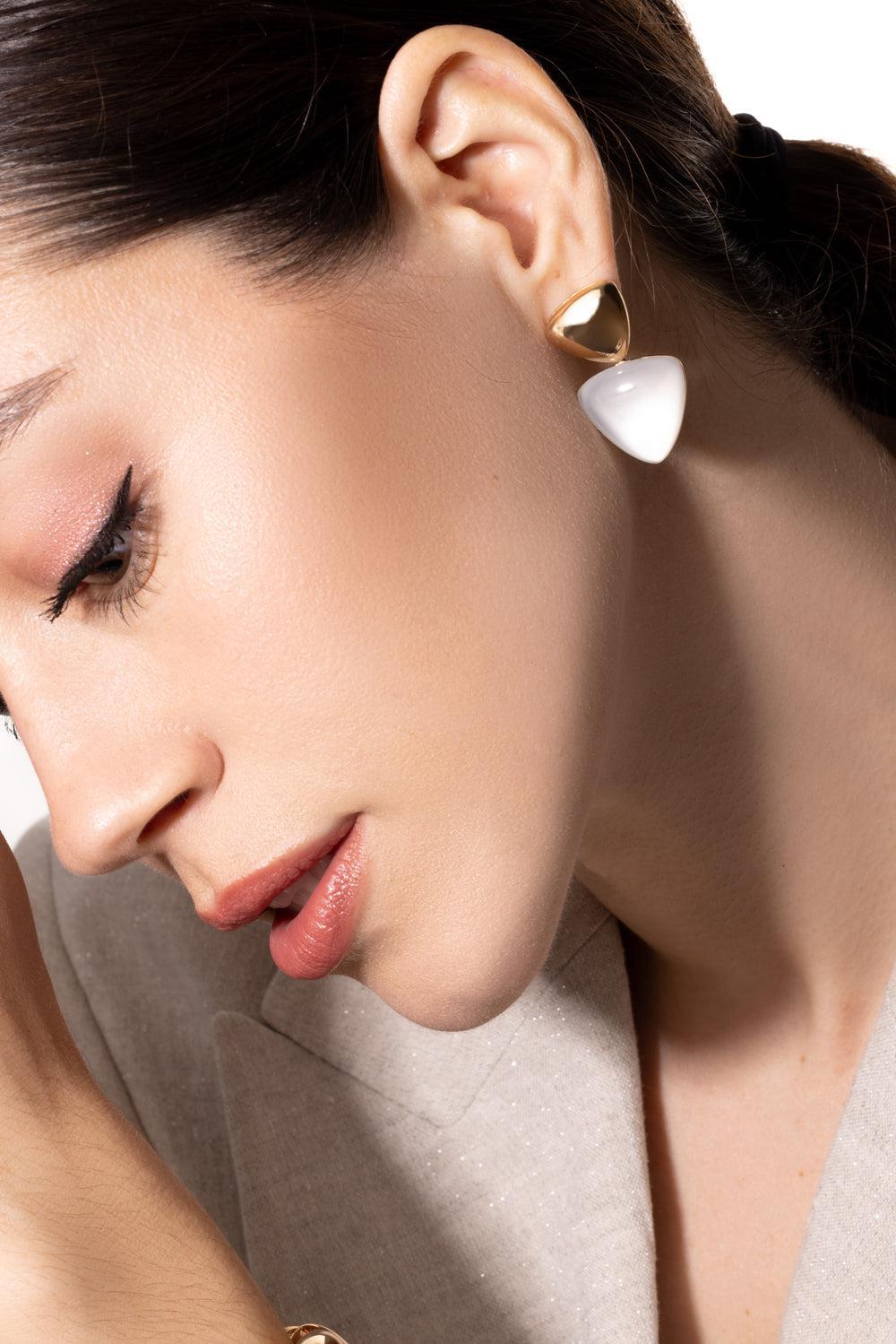 Rock Crystal Mother of Pearl Earrings-ROSE GOLD-JEWELRYFINE JEWELEARRING-VHERNIER
