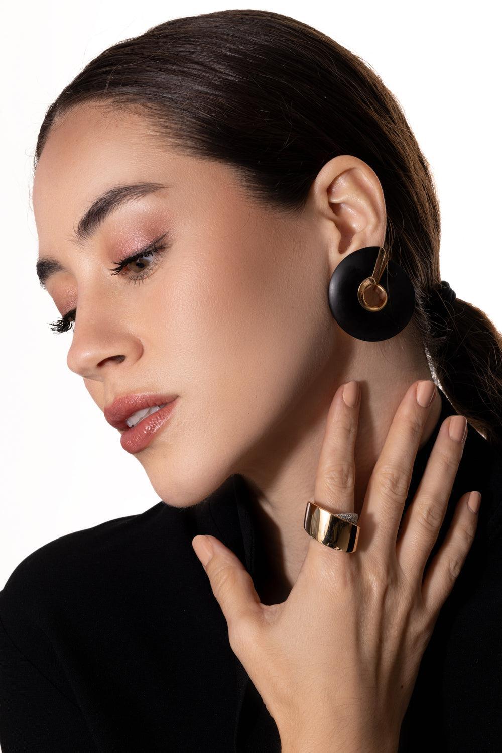 Verso Grande Jet Hoop Earrings-ROSE GOLD-JEWELRYFINE JEWELEARRING-VHERNIER