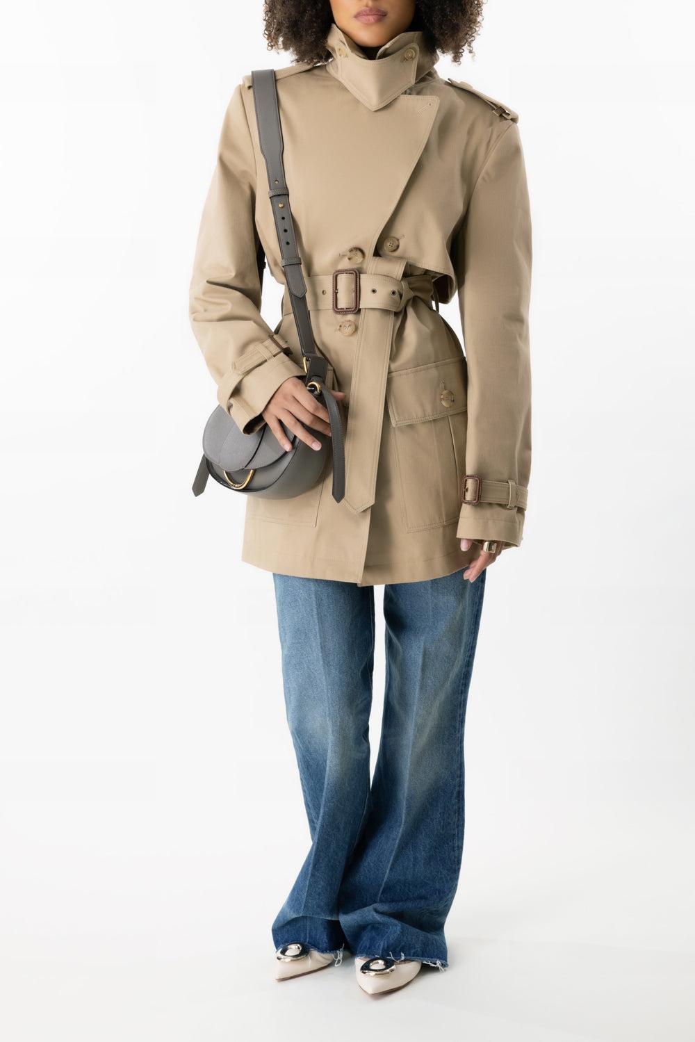 Short Trench Coat-ARGILBRN-36-CLOTHINGCOATTRENCH-CHLOÉ