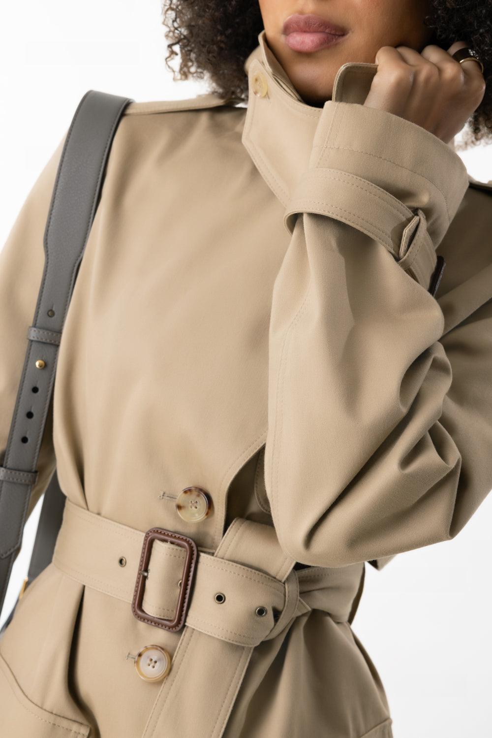 Short Trench Coat-ARGILBRN-36-CLOTHINGCOATTRENCH-CHLOÉ