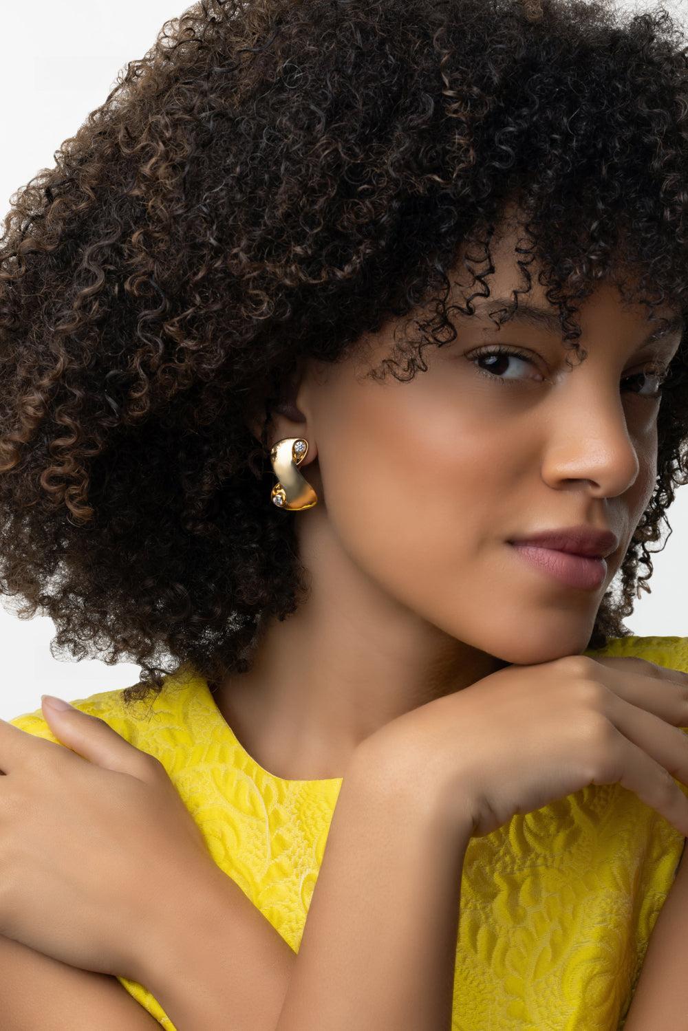 Infinity Diamond Earrings-YELLOW GOLD-JEWELRYFINE JEWELEARRING-DENISE CASSOU