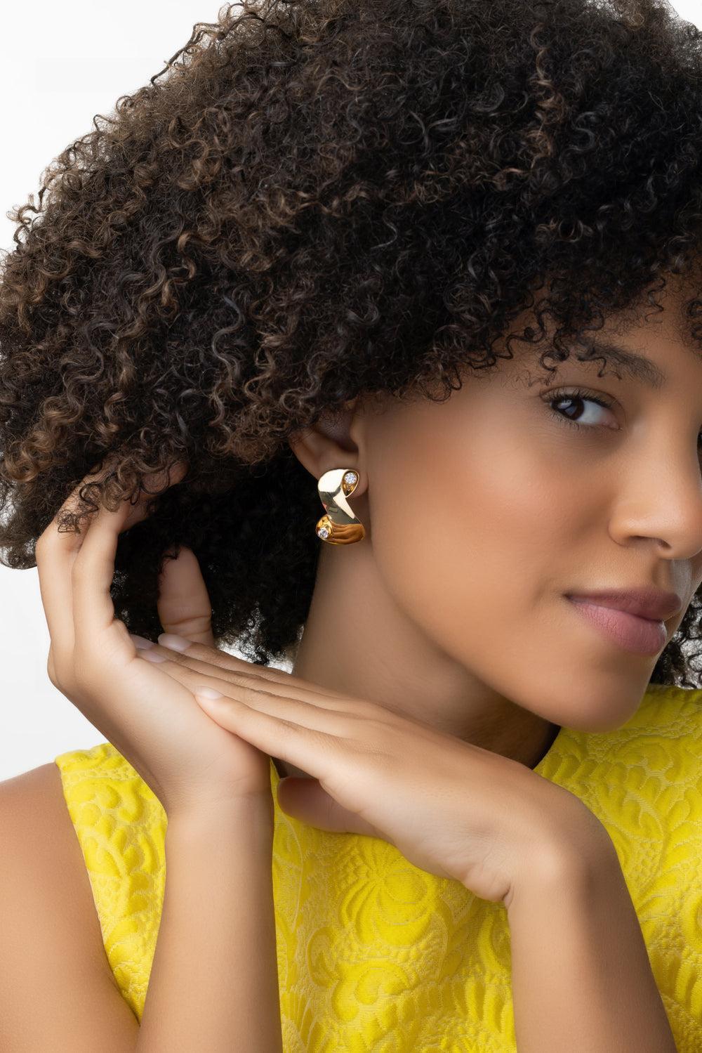 Infinity Diamond Earrings-YELLOW GOLD-JEWELRYFINE JEWELEARRING-DENISE CASSOU