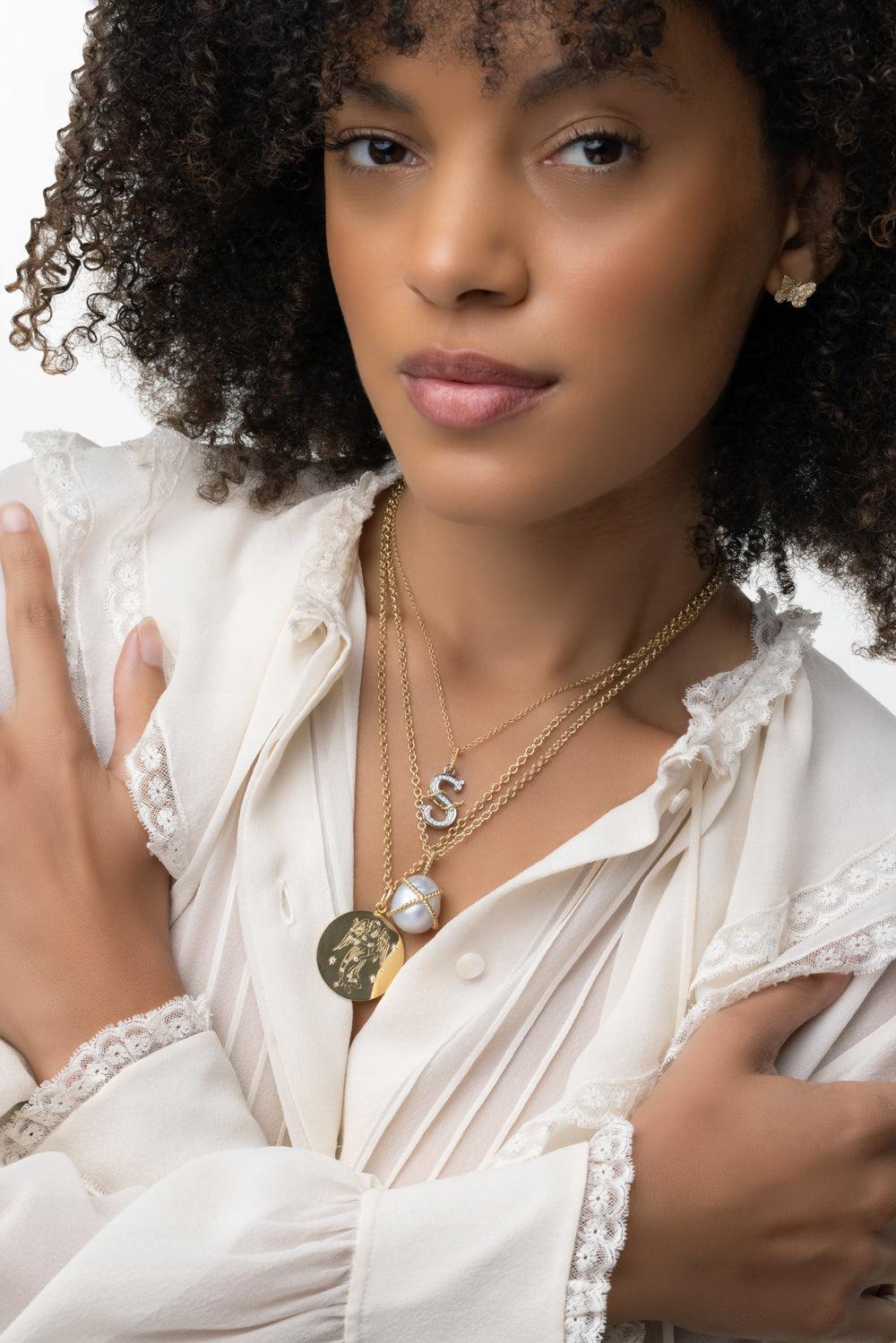 Pearl Wrapped Pebble Necklace-YELLOW GOLD-18-JEWELRYFINE JEWELNECKLACE O-VERDURA