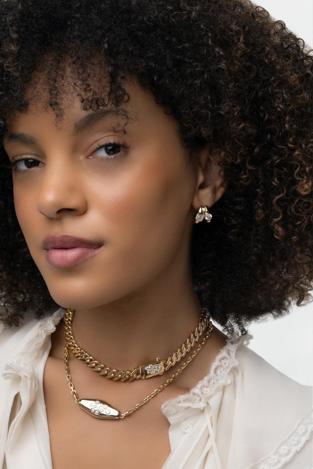 Diamond Twin Tusk Earrings-YELLOW GOLD-JEWELRYFINE JEWELEARRING-UNIFORM OBJECT