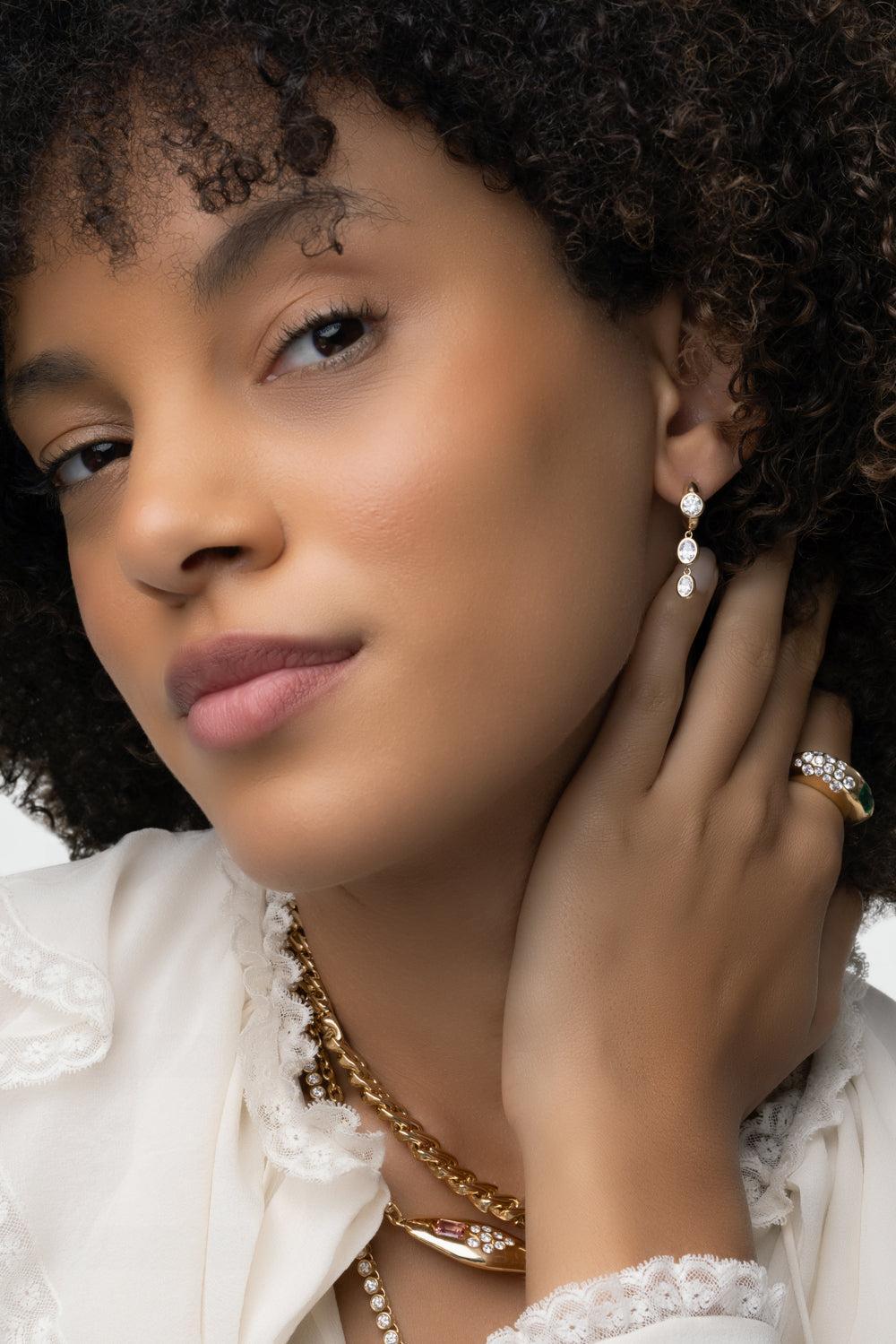 Diamond Tusk Drop Earrings-YELLOW GOLD-JEWELRYFINE JEWELEARRING-UNIFORM OBJECT
