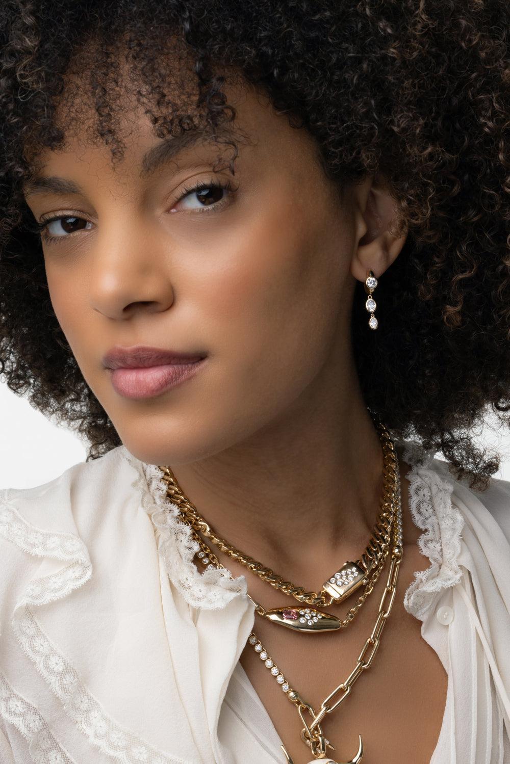 Diamond Tusk Drop Earrings-YELLOW GOLD-JEWELRYFINE JEWELEARRING-UNIFORM OBJECT