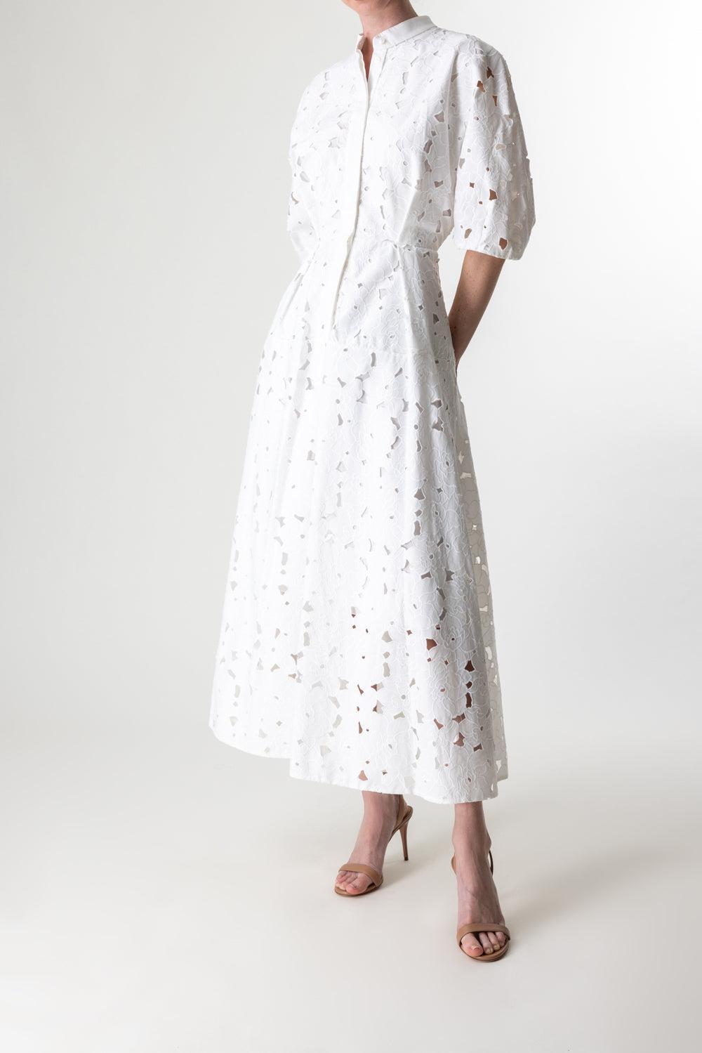 Short Sleeve Midi Shirt Dress-IVORY-2-CLOTHINGDRESSCASUAL-ERDEM