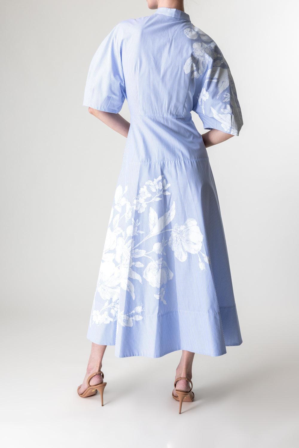 Short Sleeve Midi Shirt Dress-ETCBLUWH-4-CLOTHINGDRESSCASUAL-ERDEM