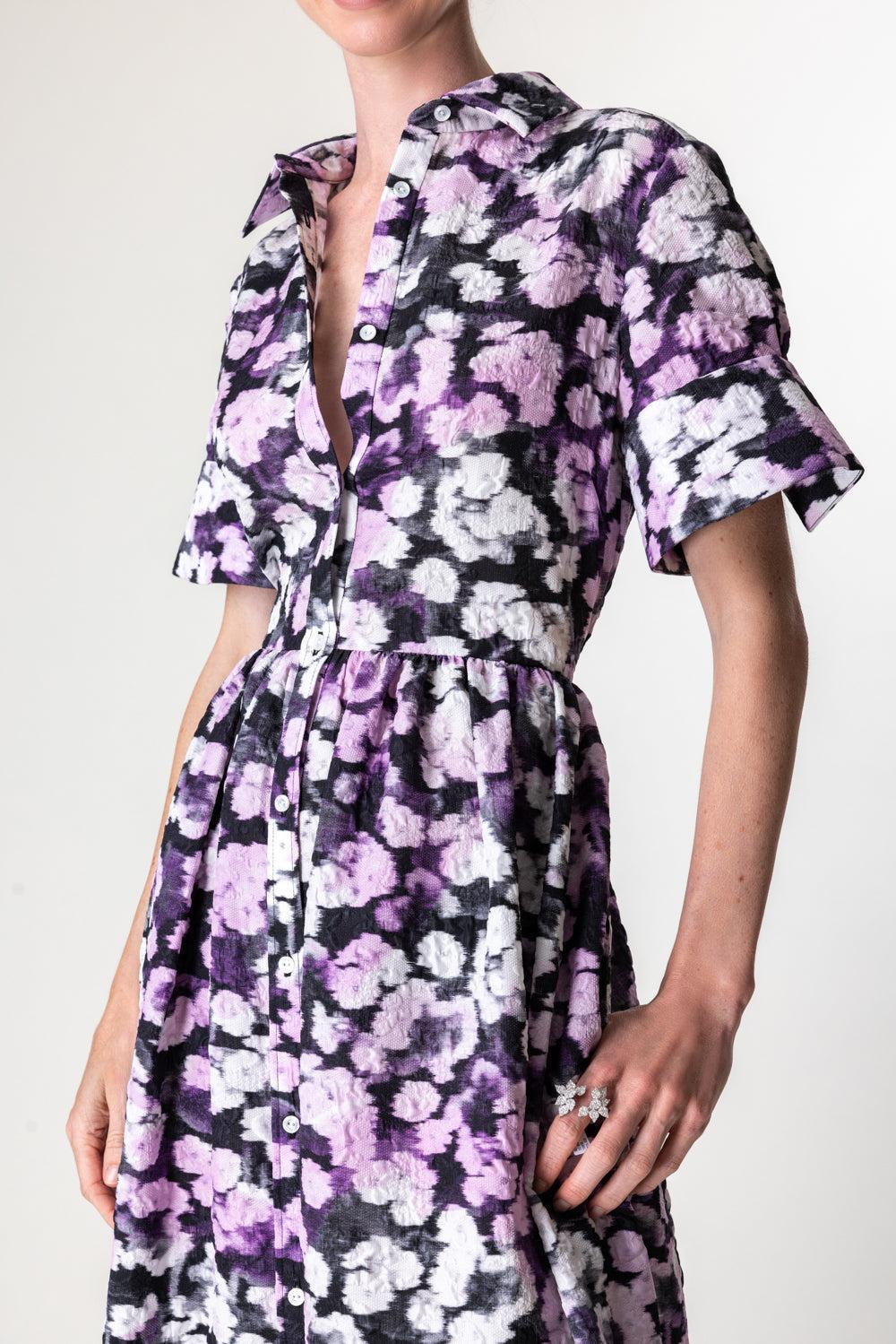 Short Sleeve Midi Shirt Dress-HVBLILAC-4-CLOTHINGDRESSCASUAL-ERDEM