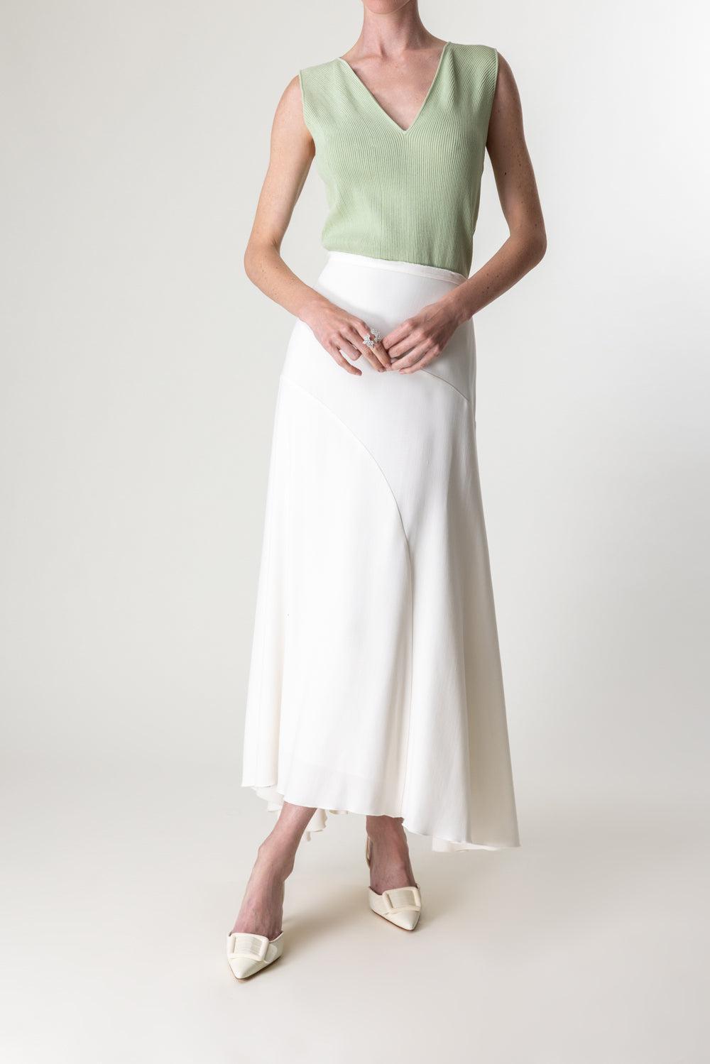 Spiral Seam Skirt-IVORY-2-CLOTHINGSKIRTMIDI-VICTORIA BECKHAM