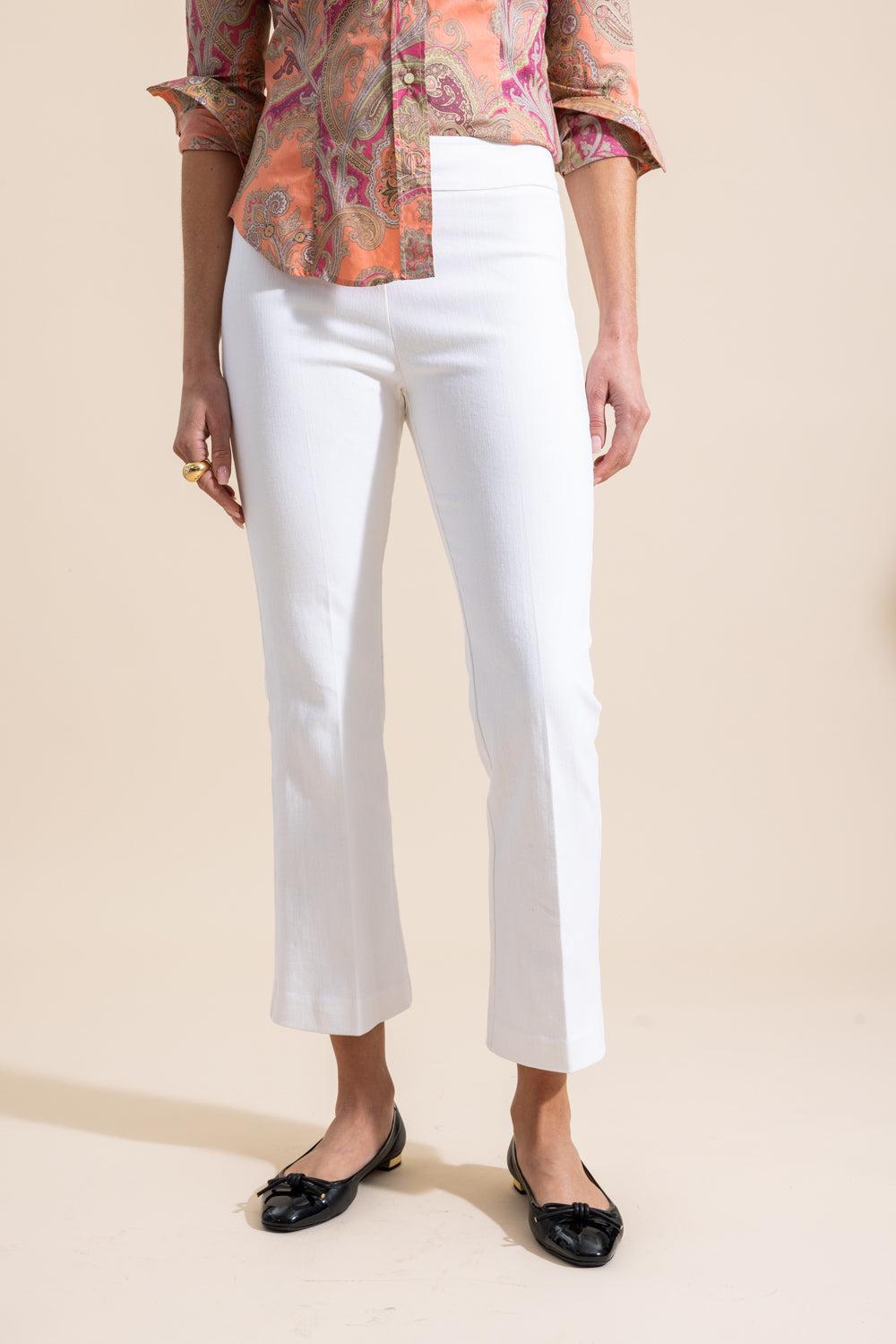 Leo Crop Flare Pant - White-WHITE-0-CLOTHINGPANTCROPPED-AVENUE MONTAIGNE