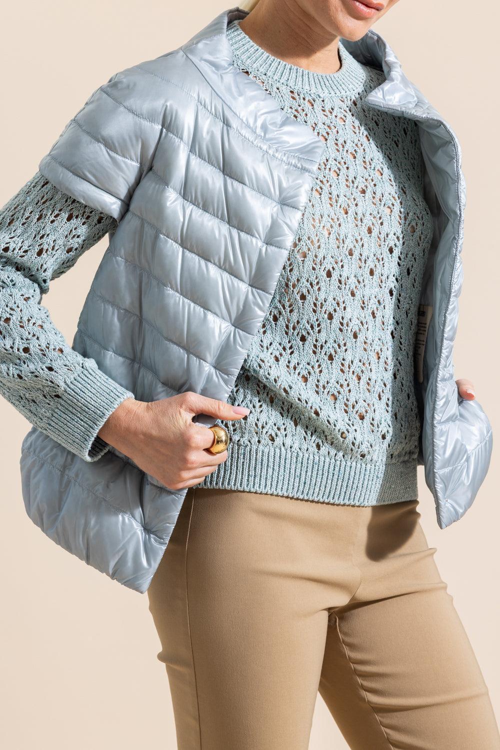 Iconico Emilia Cap Sleeve - Blue Grey-LIGHT BLUE-38-CLOTHINGJACKETCASUAL-HERNO