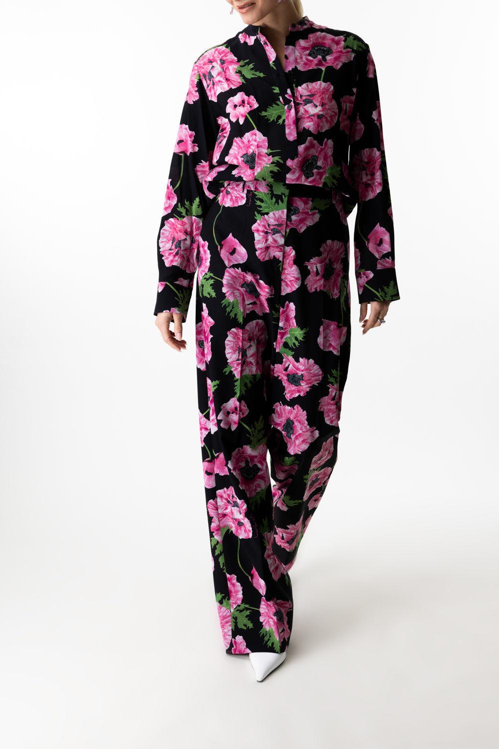 Poppy Print Trousers-PINK/BLK-38-CLOTHINGPANTWIDE LEG-STELLA MCCARTNEY