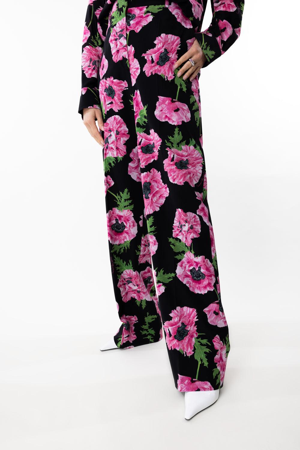 Poppy Print Trousers-PINK/BLK-38-CLOTHINGPANTWIDE LEG-STELLA MCCARTNEY