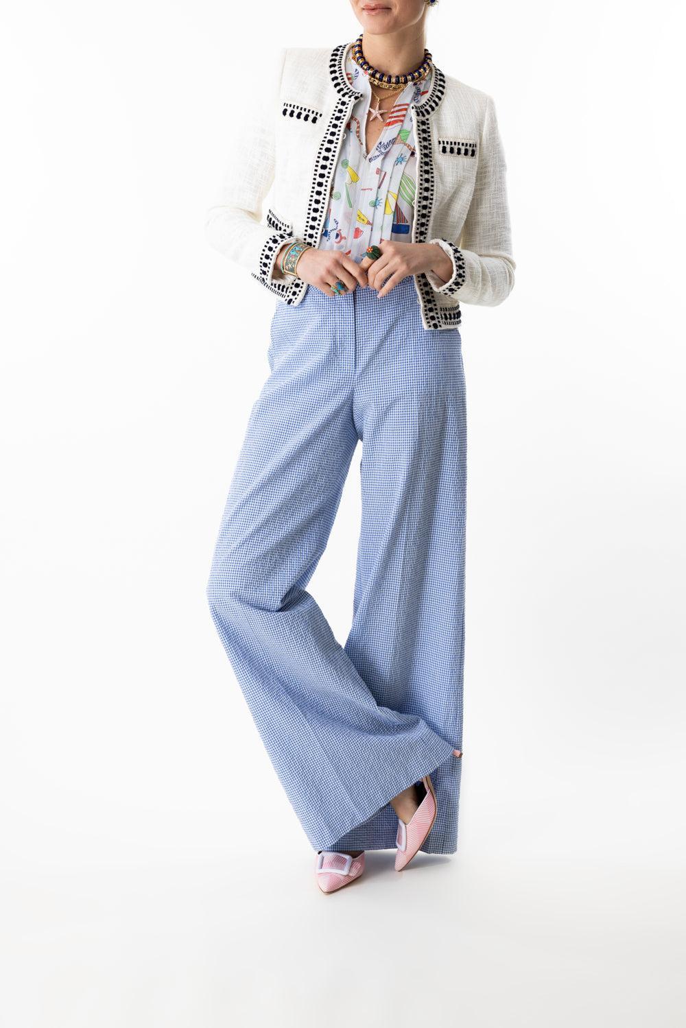 Tab Front Pant-GINGHAM-34-CLOTHINGPANTWIDE LEG-MAISON COMMON