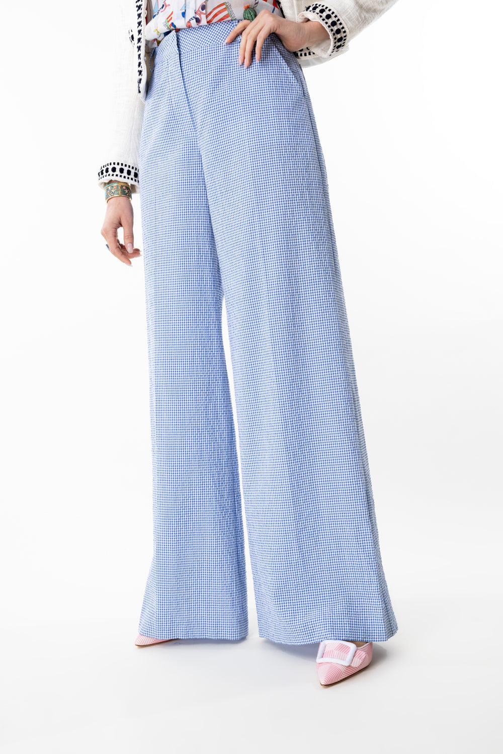 Tab Front Pant-GINGHAM-34-CLOTHINGPANTWIDE LEG-MAISON COMMON