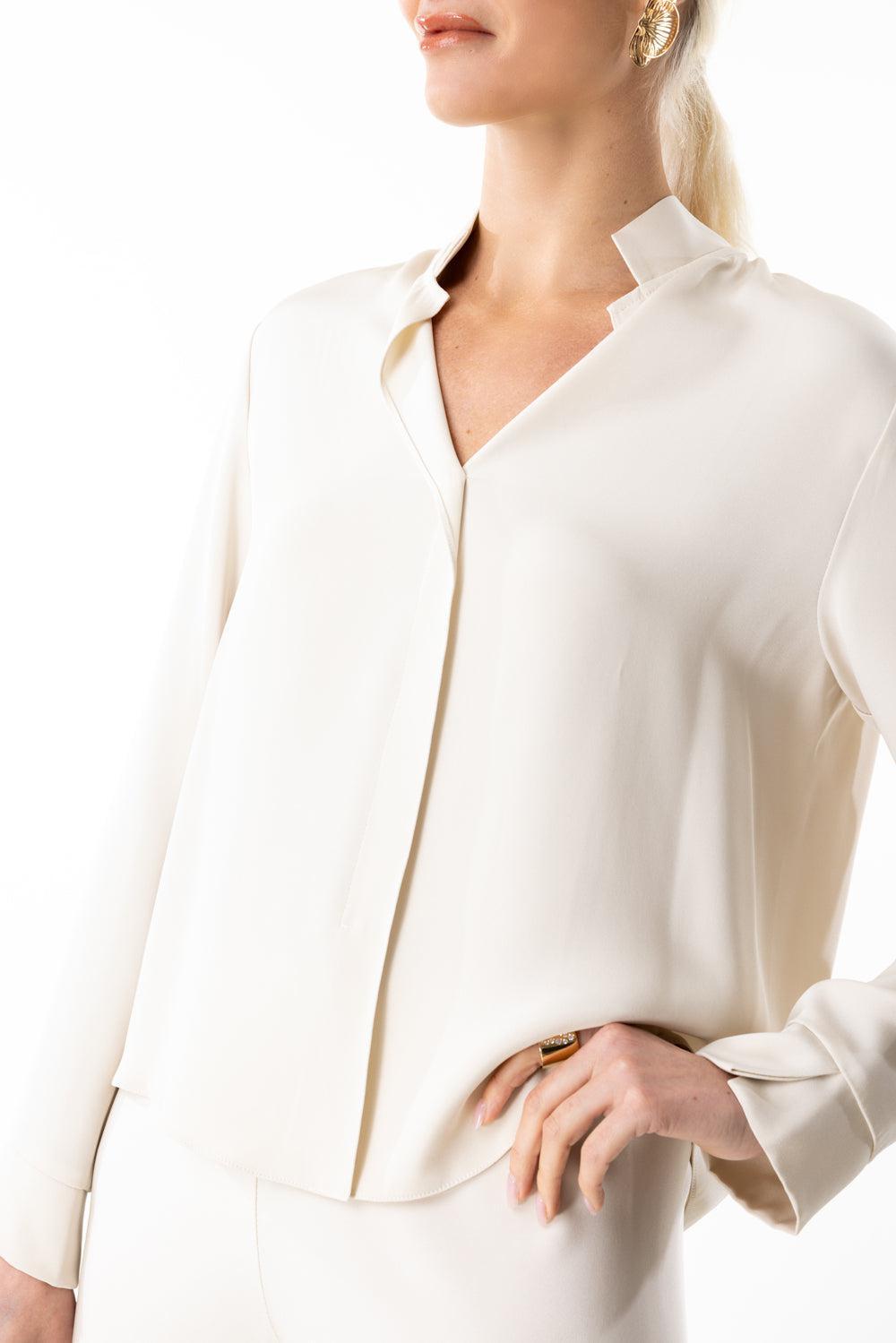 Cuff Blouse - Cream-CREAM-P-CLOTHINGTOPBLOUSE-PETER COHEN