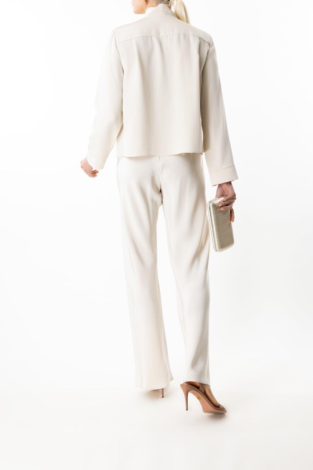 Cuff Blouse - Cream-CREAM-P-CLOTHINGTOPBLOUSE-PETER COHEN