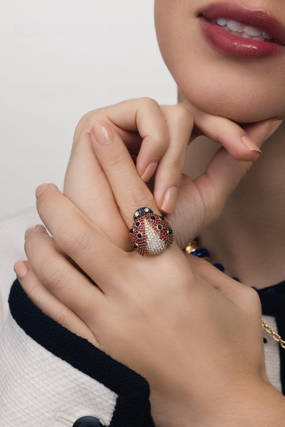 Ruby Ladybug Ring-YELLOW GOLD-7-JEWELRYFINE JEWELRING-GRACE WINFREY
