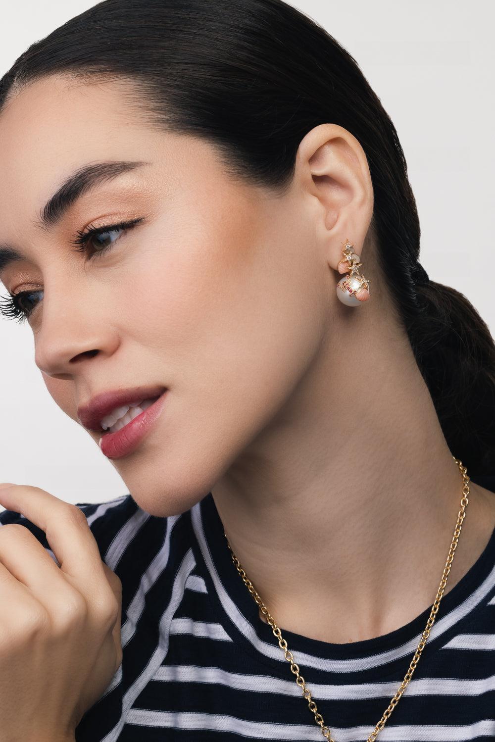 Pearl Drop Earrings-YELLOW GOLD-JEWELRYFINE JEWELEARRING-GRACE WINFREY