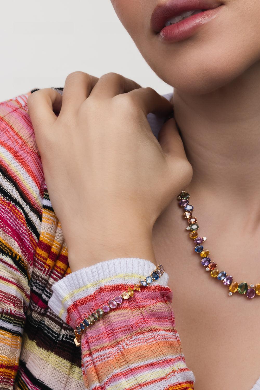 Desert Blooms Tennis Bracelet-YELLOW GOLD-7-JEWELRYFINE JEWELBRACELET O-RUCHI NEW YORK
