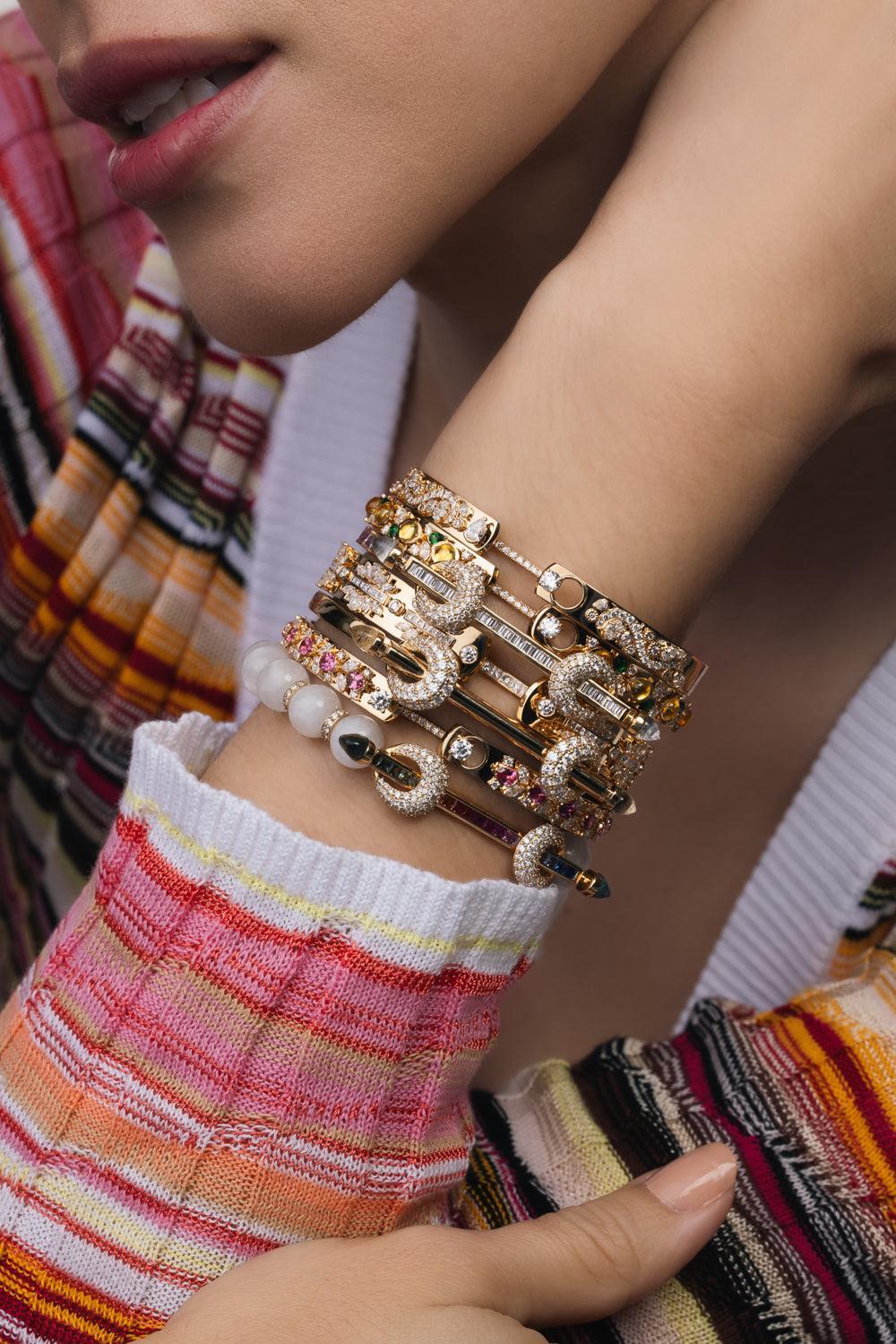 The Quiet Seeker Diamond Bangle Bracelet-YELLOW GOLD-JEWELRYFINE JEWELBRACELET O-NOUVEL HERITAGE