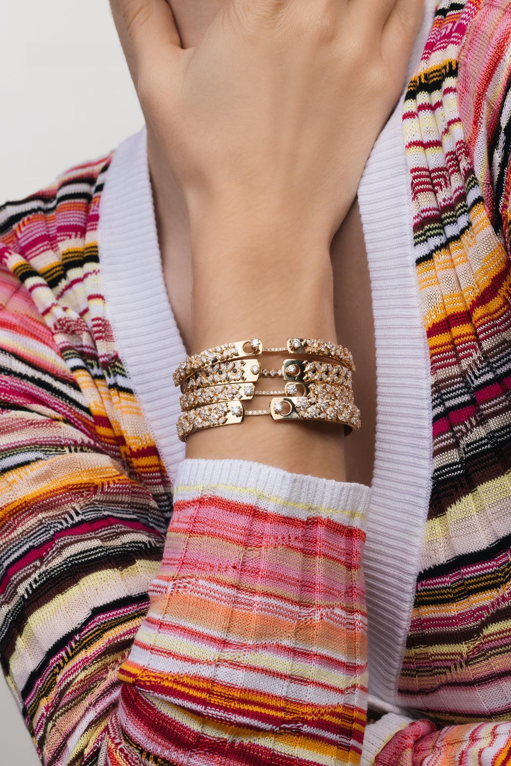 The Meadow Wonderer Diamond Bangle Bracelet-YELLOW GOLD-JEWELRYFINE JEWELBRACELET O-NOUVEL HERITAGE