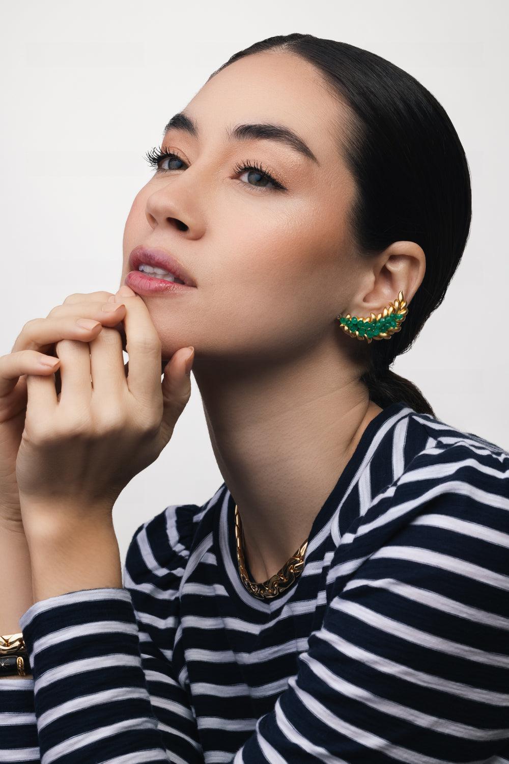 Briolette Emerald Earrings-YELLOW GOLD-JEWELRYFINE JEWELEARRING-PIRANESI