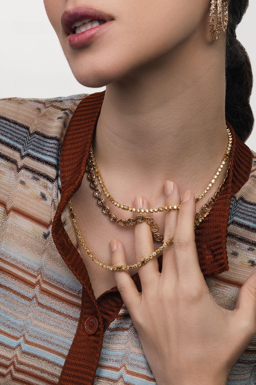 Rose Cut Diamond Necklace-YELLOW GOLD-JEWELRYFINE JEWELNECKLACE O-SUTRA