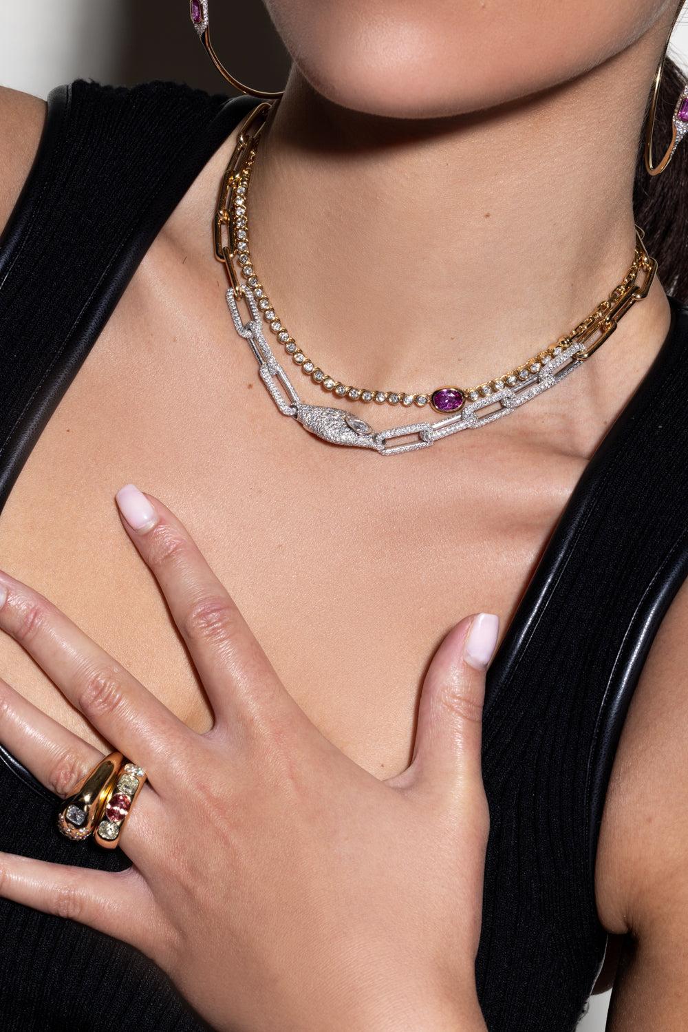 Pave Diamond Vessel Choker Necklace-YELLOW GOLD-JEWELRYFINE JEWELNECKLACE O-UNIFORM OBJECT