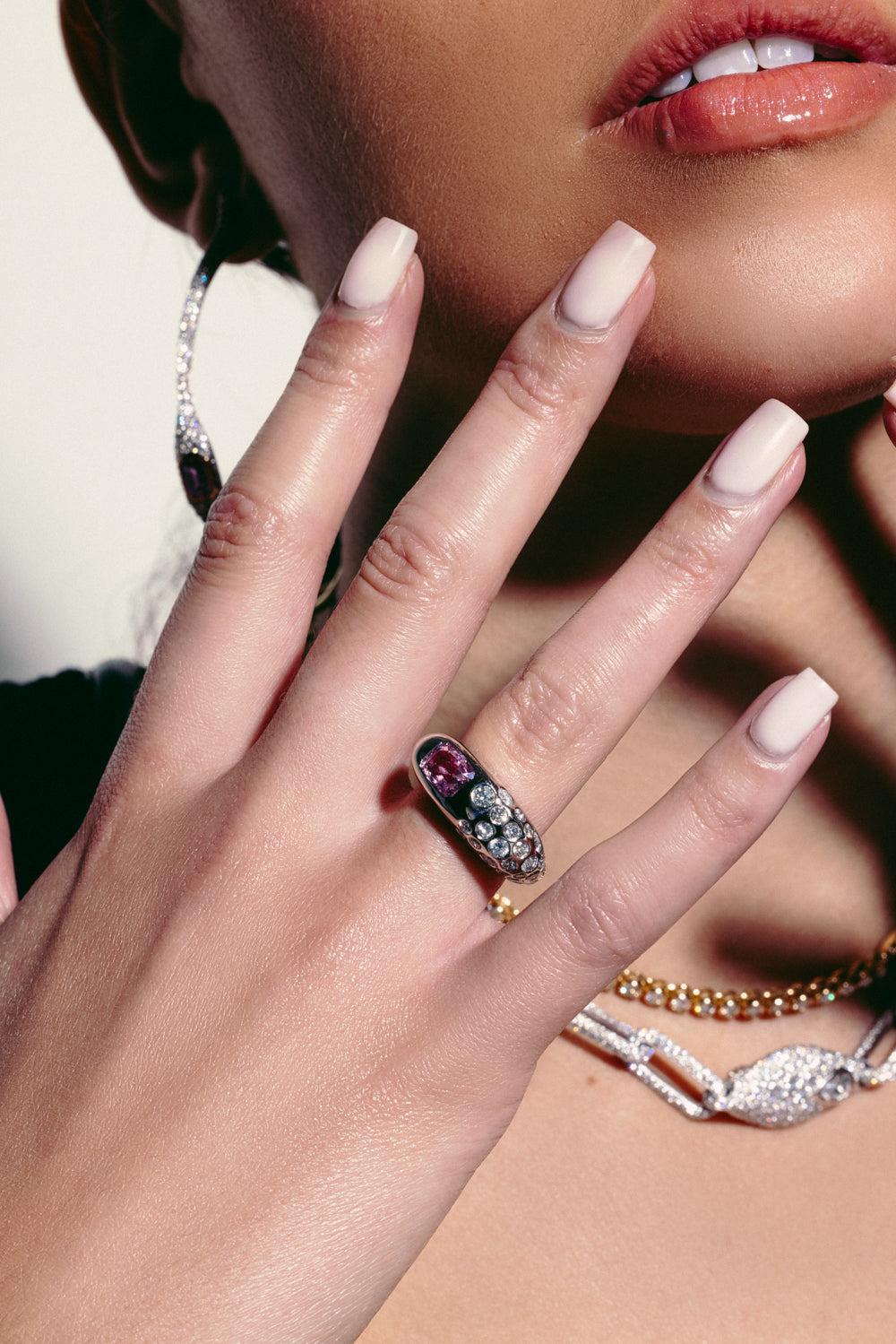 Pink Sapphire Dowry Ring-PLATINUM-7-JEWELRYFINE JEWELRING-UNIFORM OBJECT