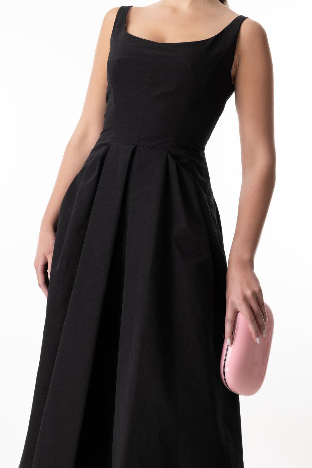 Fit And Flare Midi Dress-BLACK-40-CLOTHINGDRESSCASUAL-PHILOSOPHY