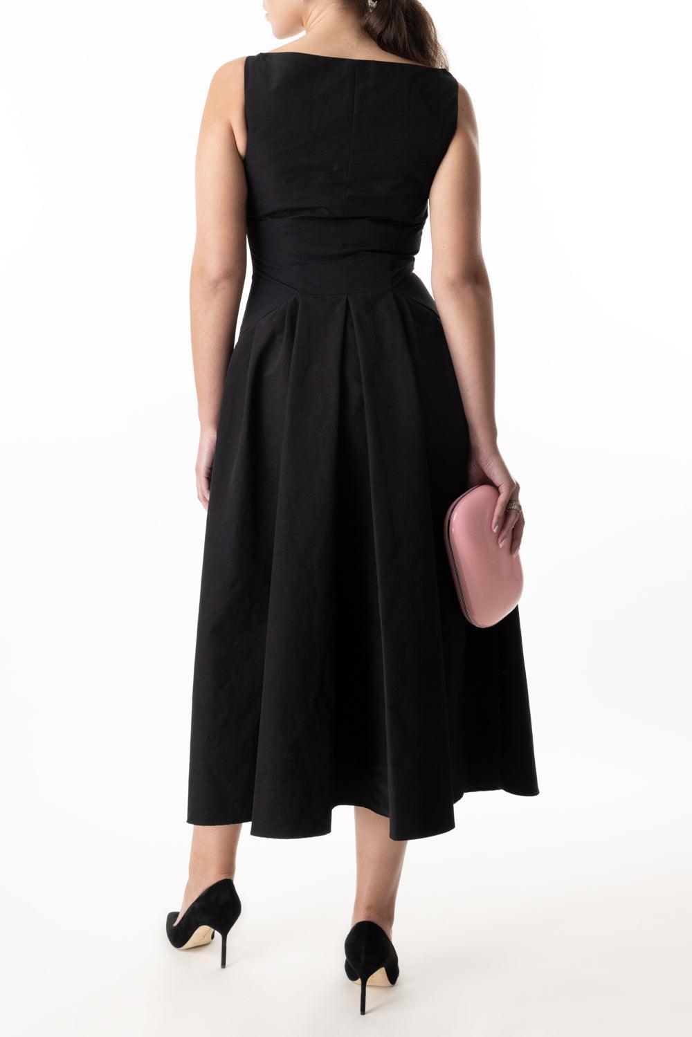 Fit And Flare Midi Dress-BLACK-40-CLOTHINGDRESSCASUAL-PHILOSOPHY