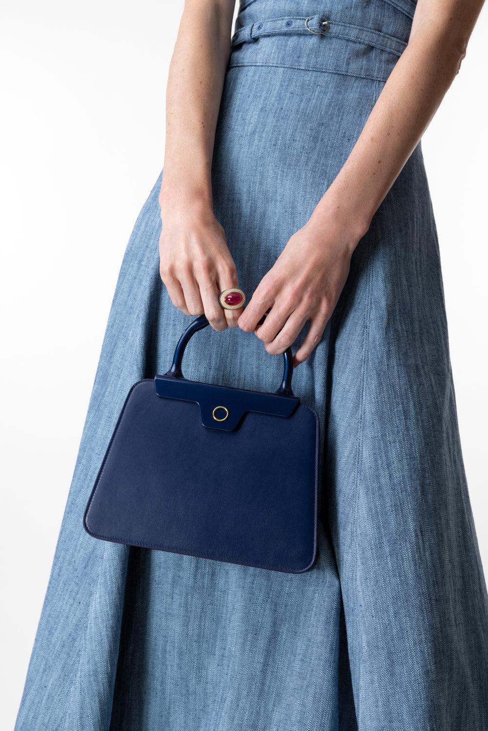 Andie Top Handle - Navy-TRNGNVY-HANDBAGTOP HANDLE-JEFFREY LEVINSON