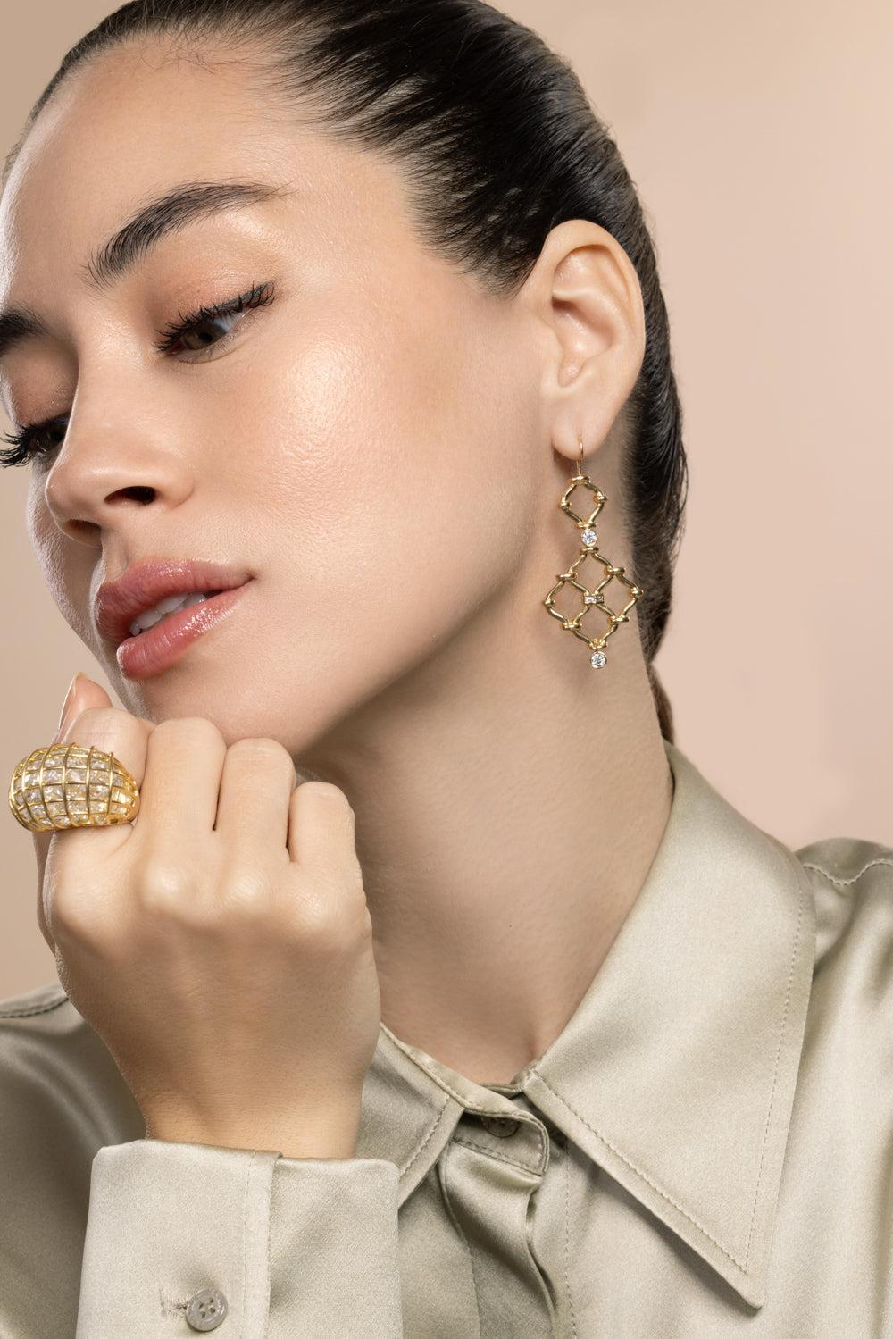 Diamond Kensington Earrings-YELLOW GOLD-JEWELRYFINE JEWELEARRING-VERDURA