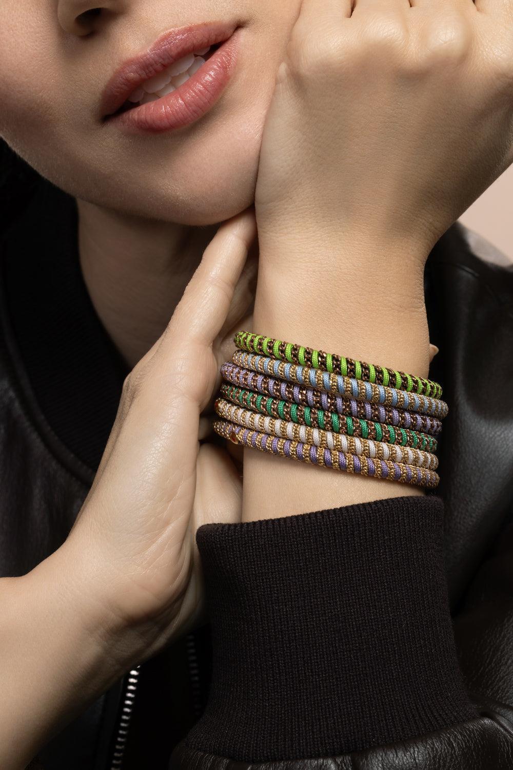 Classic Green Gio Stretch Bracelet - Rose Gold-ROSE GOLD-JEWELRYFINE JEWELBRACELET O-ROBERTO DEMEGLIO