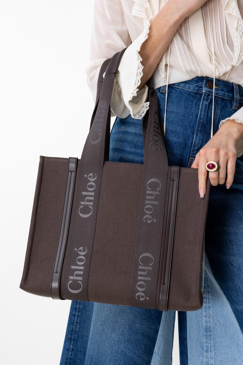 Medium Woody Tote Bag - Kohl Brown-KOHL BRN-HANDBAGTOTES-CHLOÉ