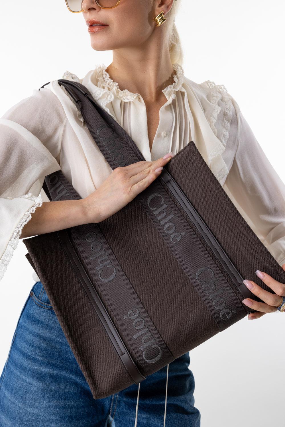 Medium Woody Tote Bag - Kohl Brown-KOHL BRN-HANDBAGTOTES-CHLOÉ