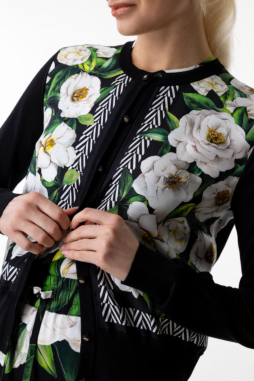 Gardenia Cardigan-GARDENIA/NERO-44-CLOTHINGTOPCARDIGAN-DOLCE & GABBANA