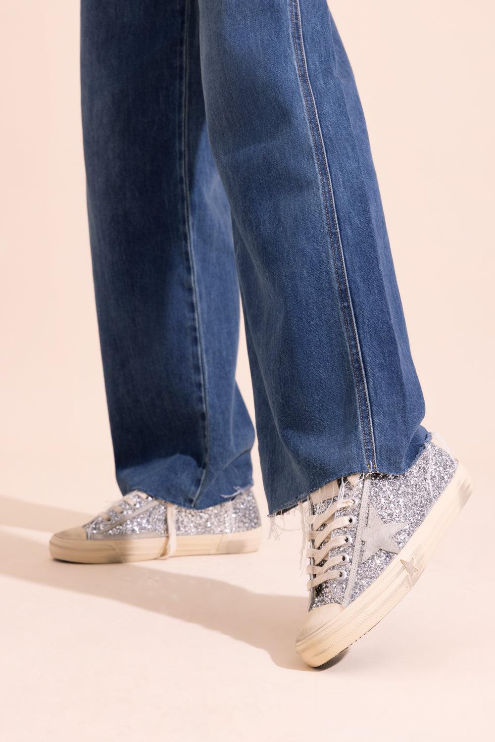 V-Star Glitter Sneaker-SILVER-36-SHOESNEAKER-GOLDEN GOOSE