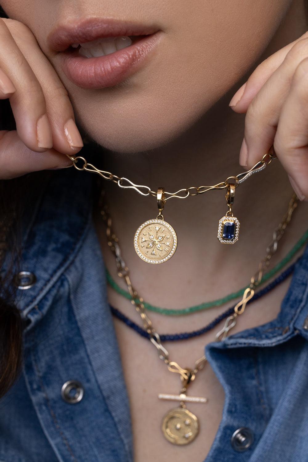 Small Cosmic Diamond Coin Charm-YELLOW GOLD-JEWELRYFINE JEWELPENDANT-AZLEE