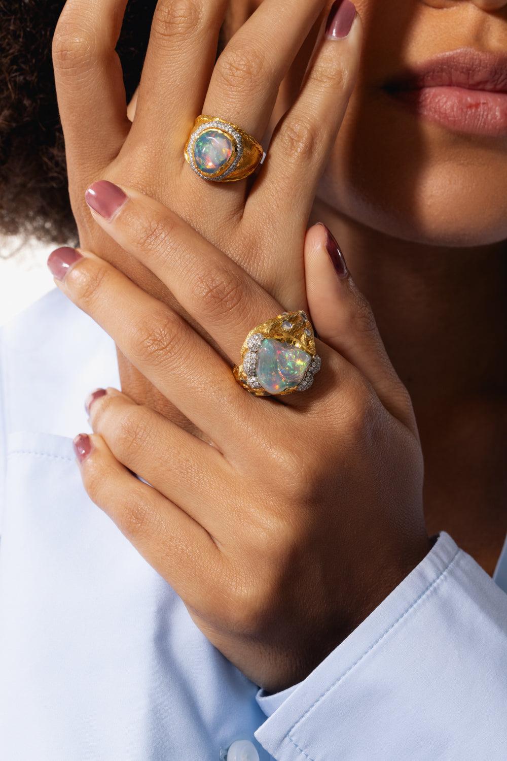Fire Opal Ring-YELLOW GOLD-6.5-JEWELRYFINE JEWELRING-VICTOR VELYAN