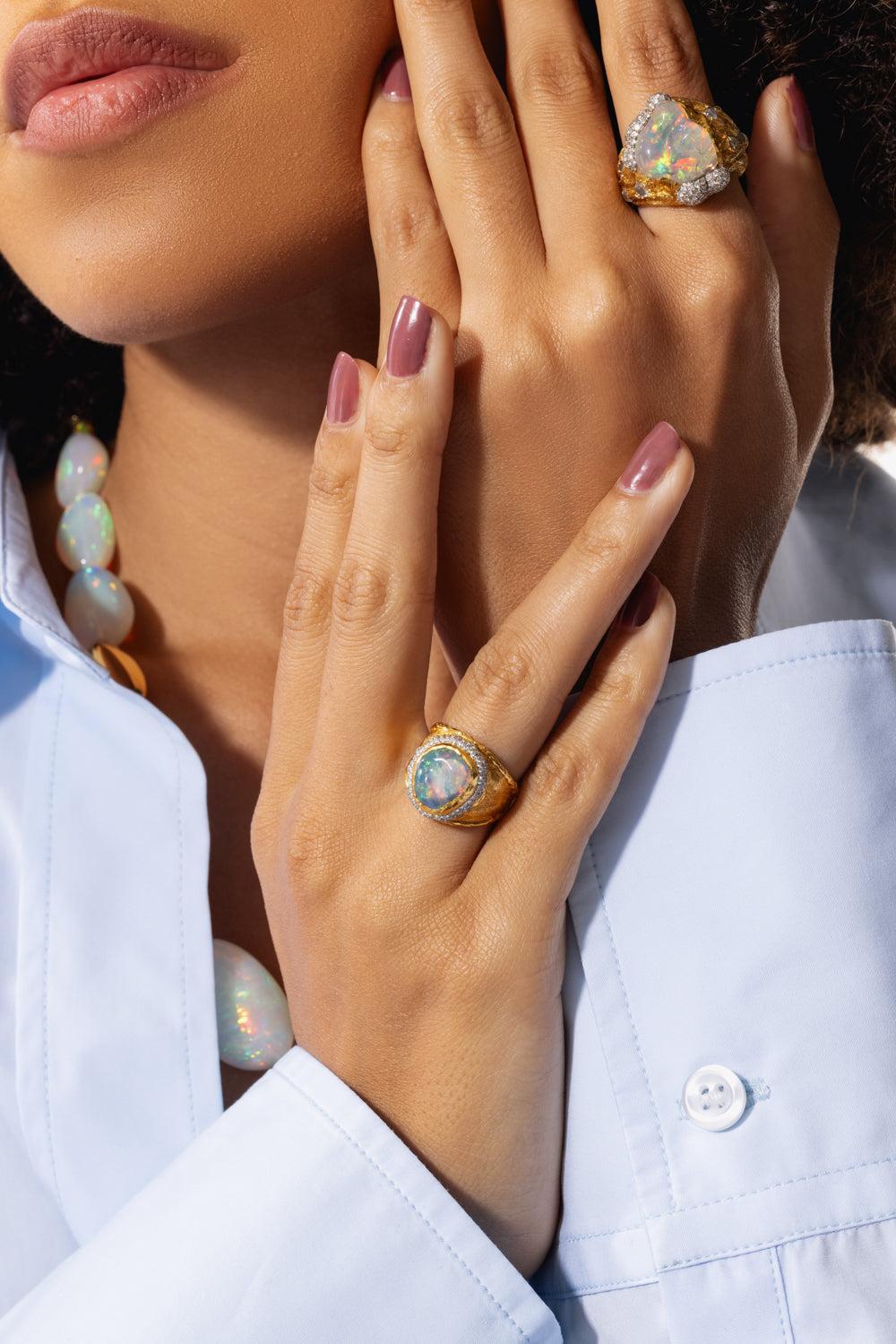 Fire Opal Ring-YELLOW GOLD-6.5-JEWELRYFINE JEWELRING-VICTOR VELYAN
