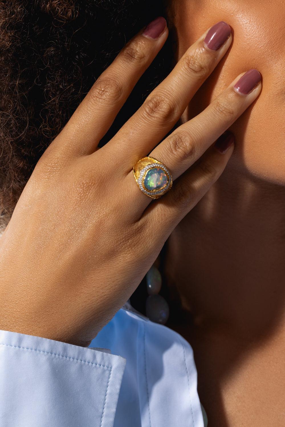 Fire Opal Ring-YELLOW GOLD-6.5-JEWELRYFINE JEWELRING-VICTOR VELYAN