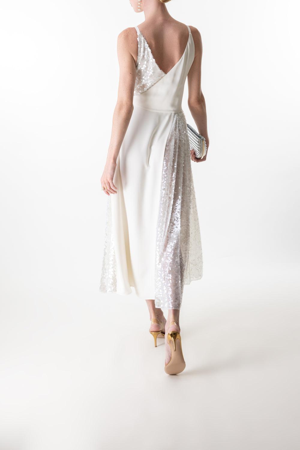 Contrast Wrap Dress-IVORY-38-CLOTHINGDRESSCOCKTAIL-PHILOSOPHY