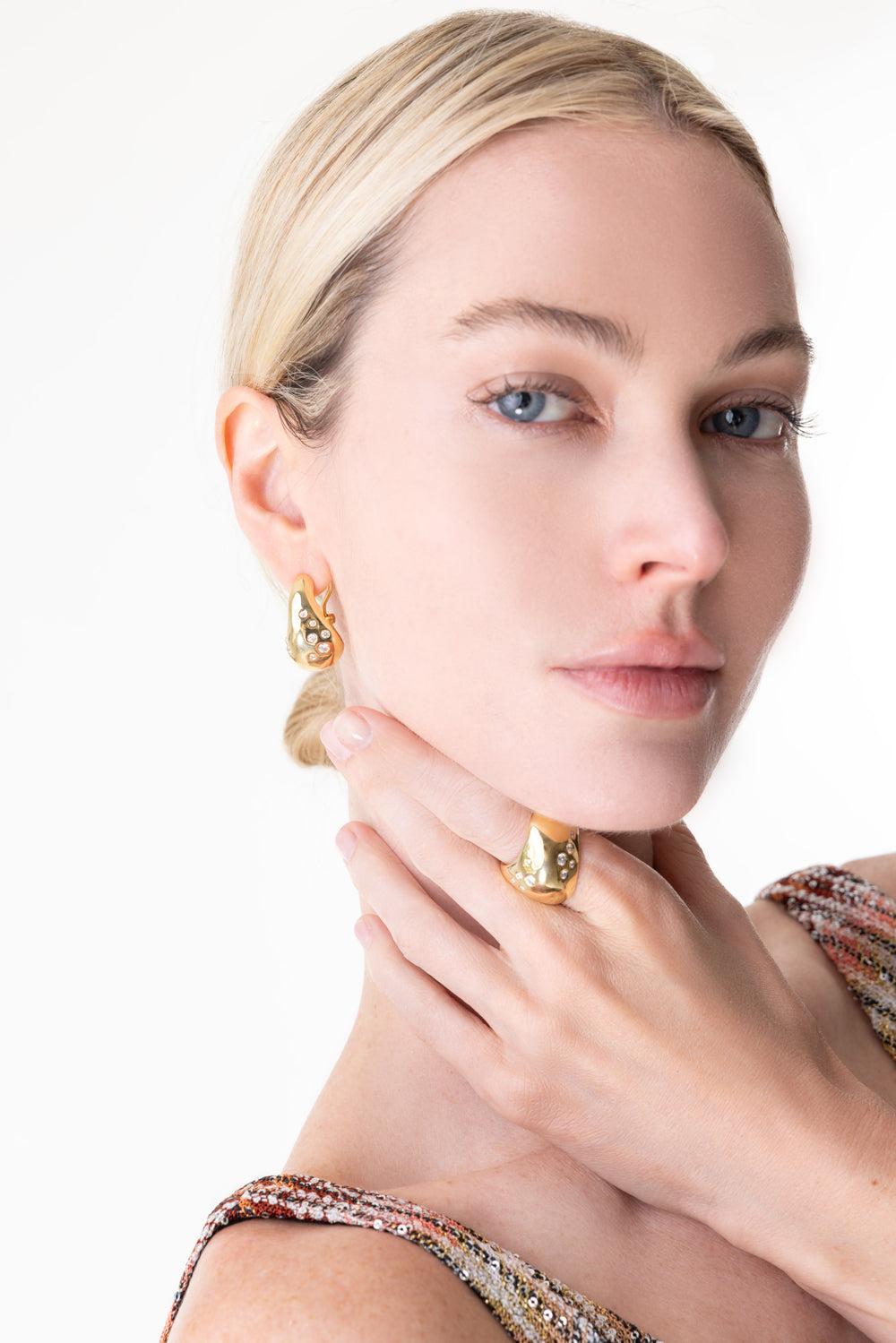 Julian Wide Wave Diamond Hoop Earrings-YELLOW GOLD-JEWELRYFINE JEWELEARRING-WALTERS FAITH