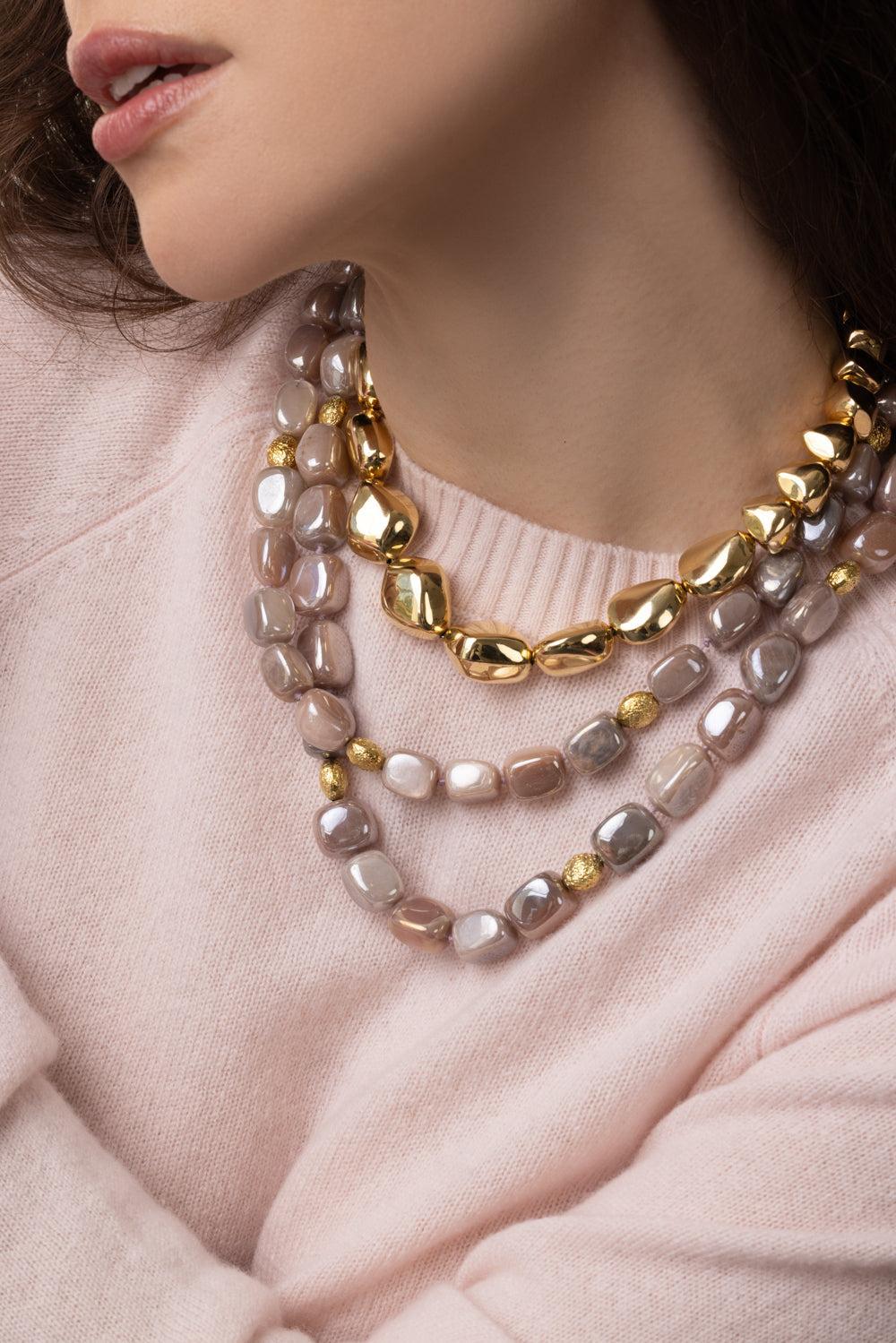 Two Strand Moonstone Necklace-YELLOW GOLD-JEWELRYFINE JEWELNECKLACE O-VICTOR VELYAN