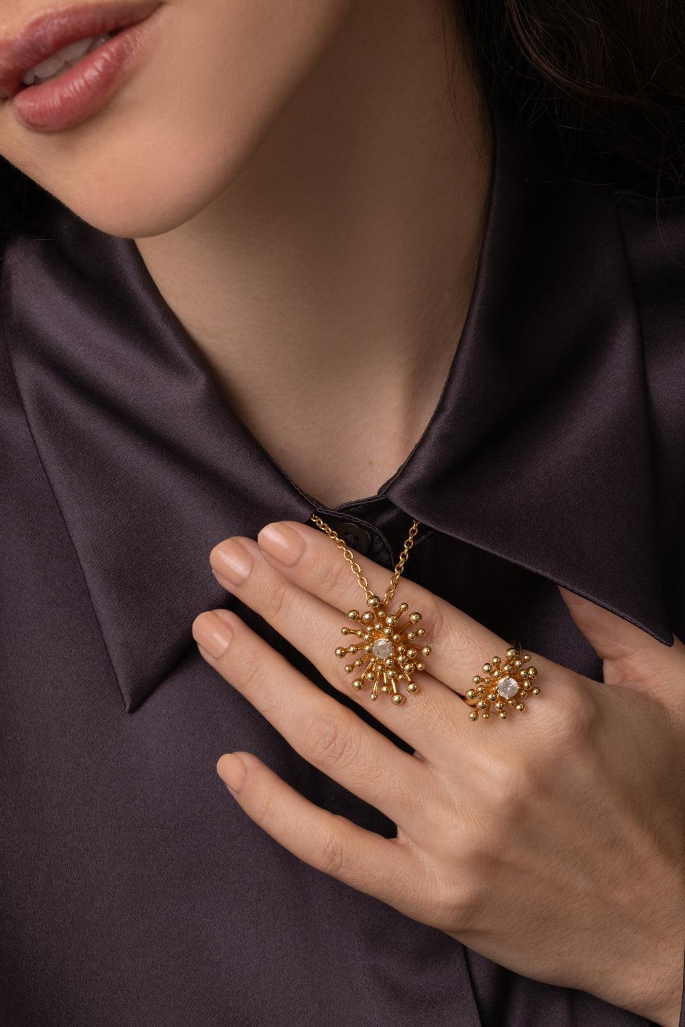 Grey Diamond Nocturne Pendant Necklace-YELLOW GOLD-18-JEWELRYFINE JEWELPENDANT-VRAM